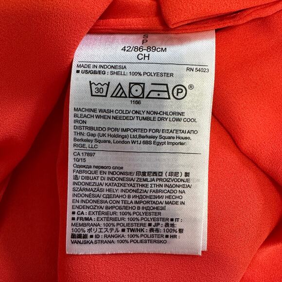 Banana Republic Blouse WMNS S Orange Short Sleeve Ruffle Layered Cap Sleeve Top - Picture 7 of 8